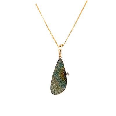 ESTATE Druzy Quartz Pendant in Yellow Gold