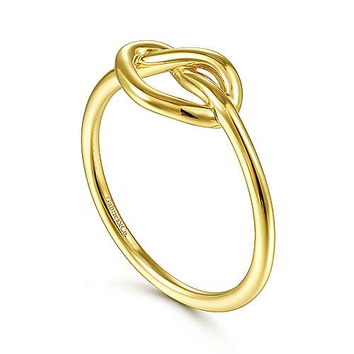 Twisted Heart Pretzel Ring in Yellow Gold by Gabriel & Co.