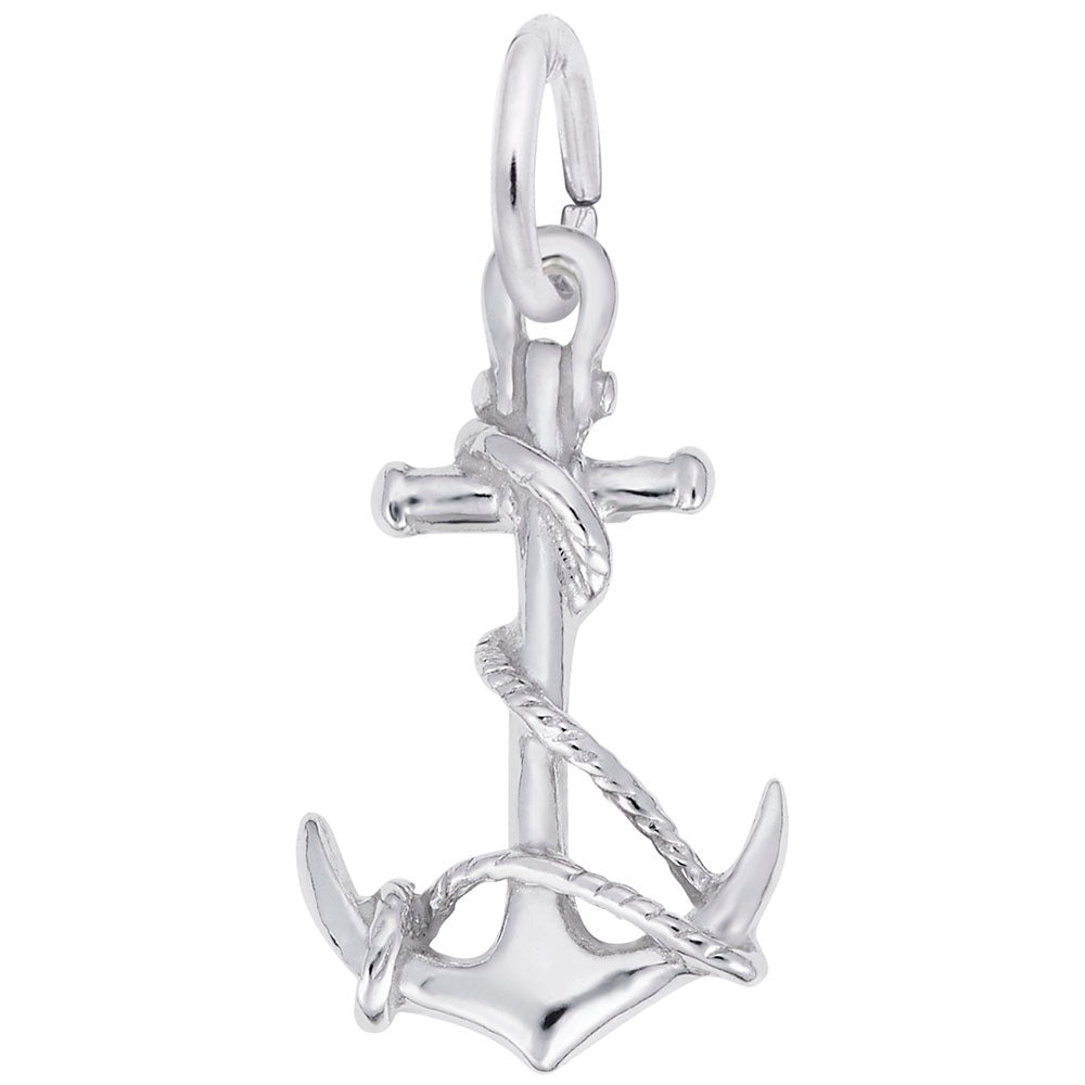 Anchor With Rope Charm in Silver