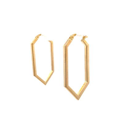 Elongated Hexagonal Hoops in Yellow Gold
