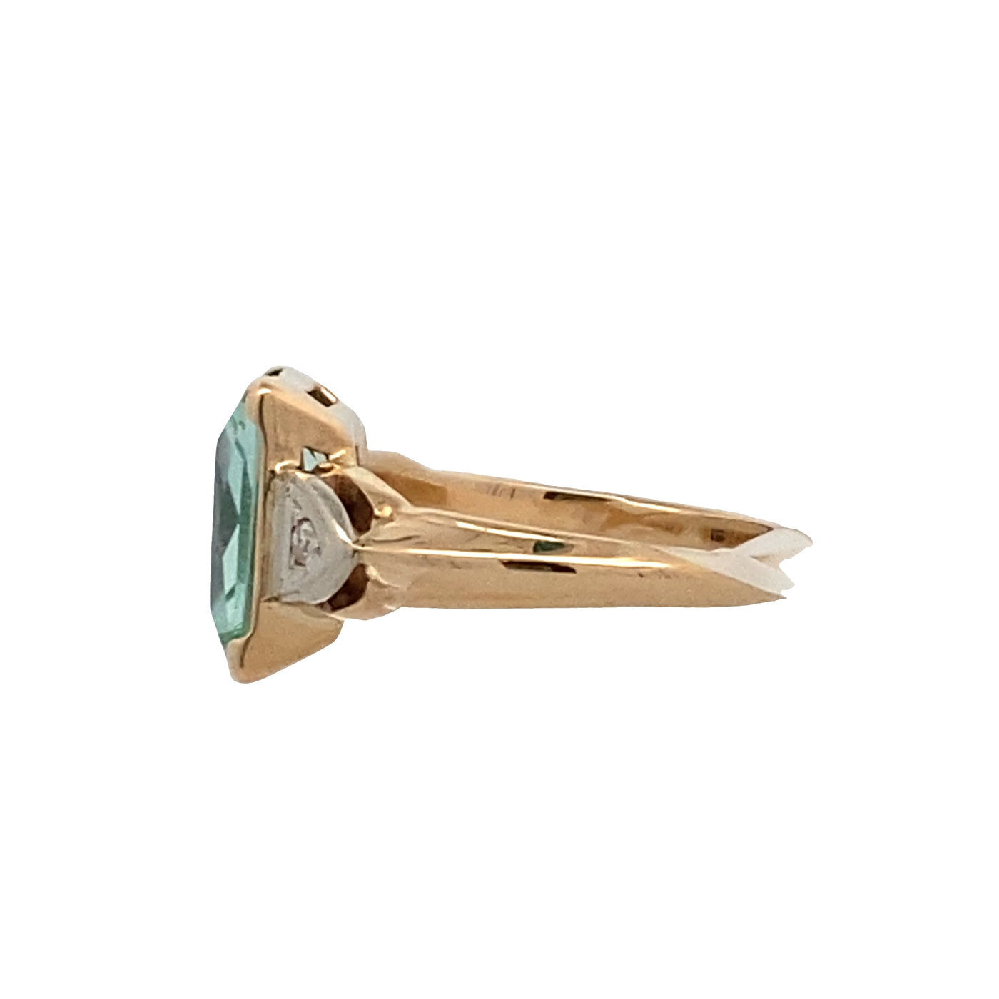 ESTATE Synthetic Green Spinel Ring in  Yellow Gold