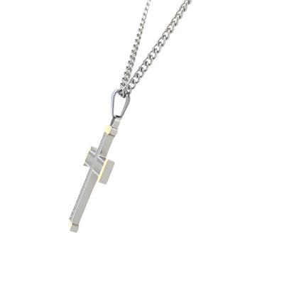 Textured Cross Pendantin SS and Gold Plating with 22" Chain
