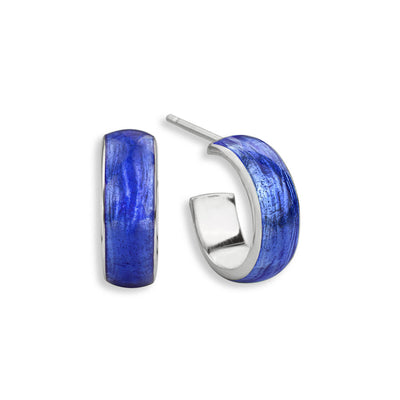 Nicole Barr Sterling Silver Blue Enamel Huggie Earrings NE0482C