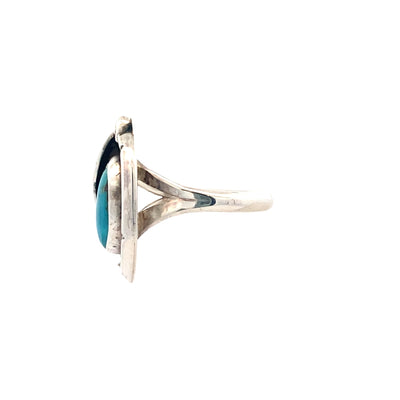 Estate Turquoise Ring in Sterling Silver, Size 5.5