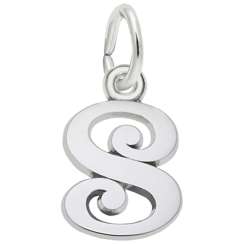 Curly Initial "S" Charm  in SIlver