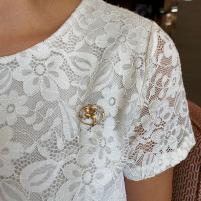 ESTATE Keshi Pearl Pin/Pendant in Yellowo Gold