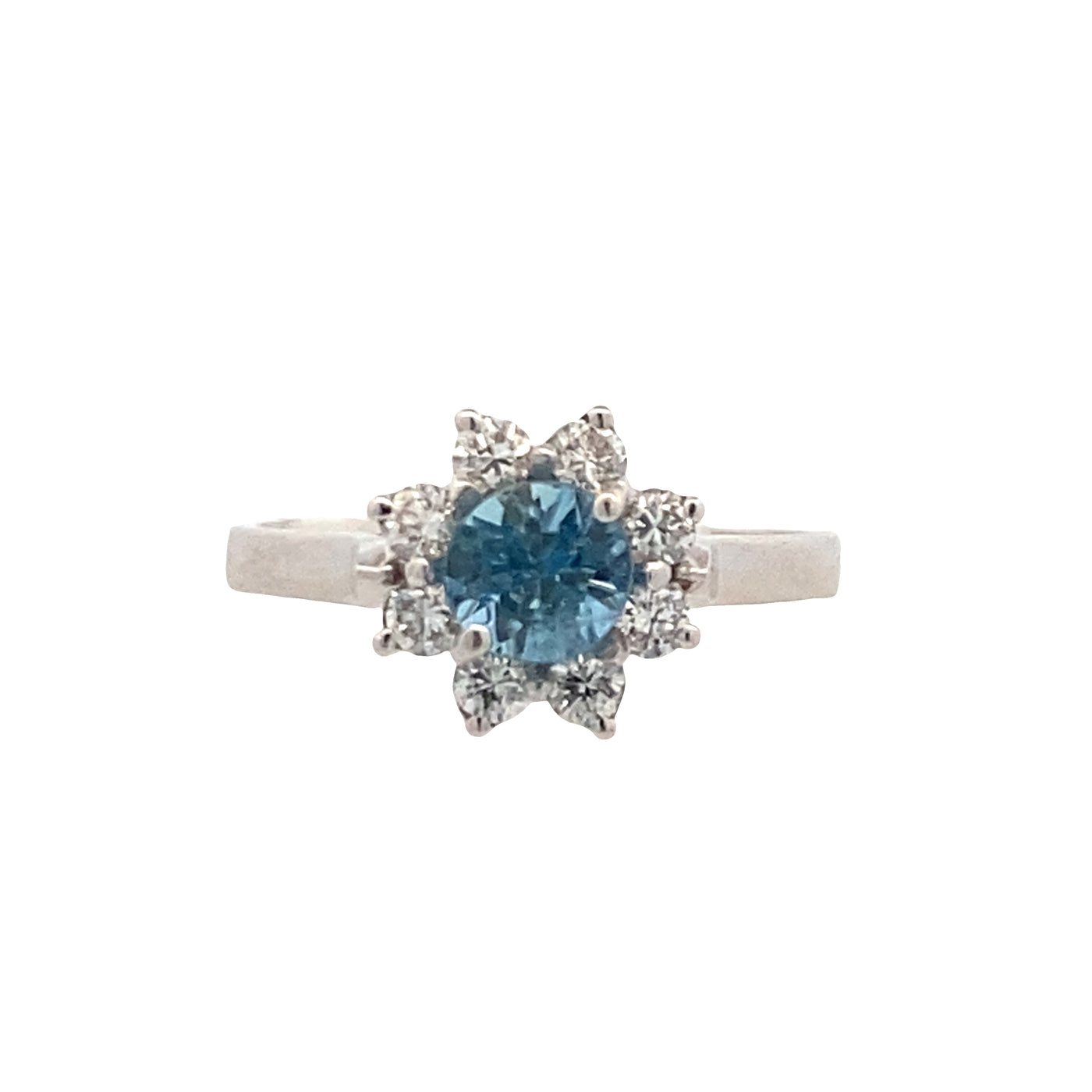 ESTATE Aquamarine and Diamond Ring in White Gold