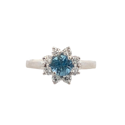 ESTATE Aquamarine and Diamond Ring in White Gold