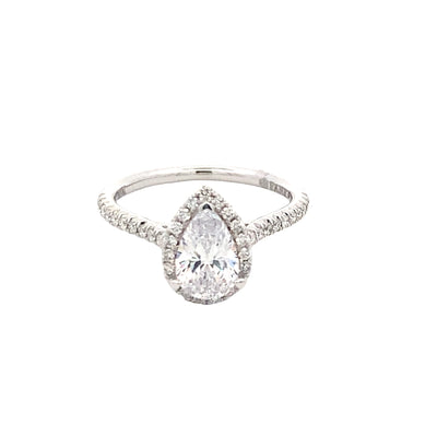 Pear Shaped Halo Engagement Ring in White Gold by Fana