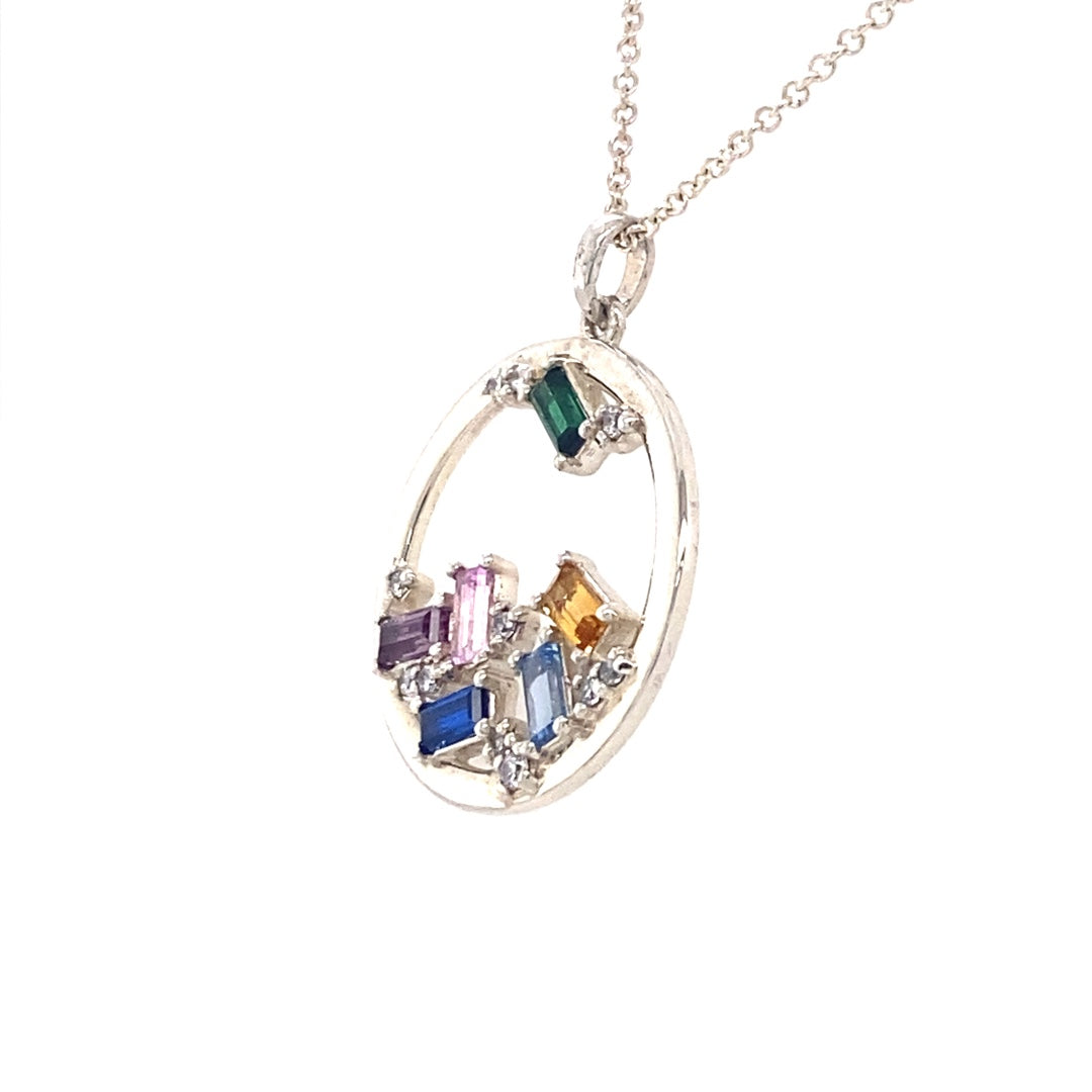Six Stone Birthstone Family Necklace in Silver