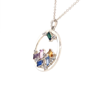 Six Stone Birthstone Family Necklace in Silver