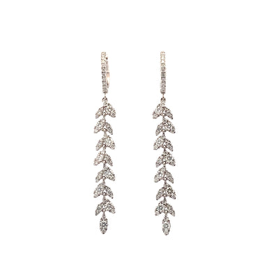 Diamond Drop Earrings in White Gold by Simon G