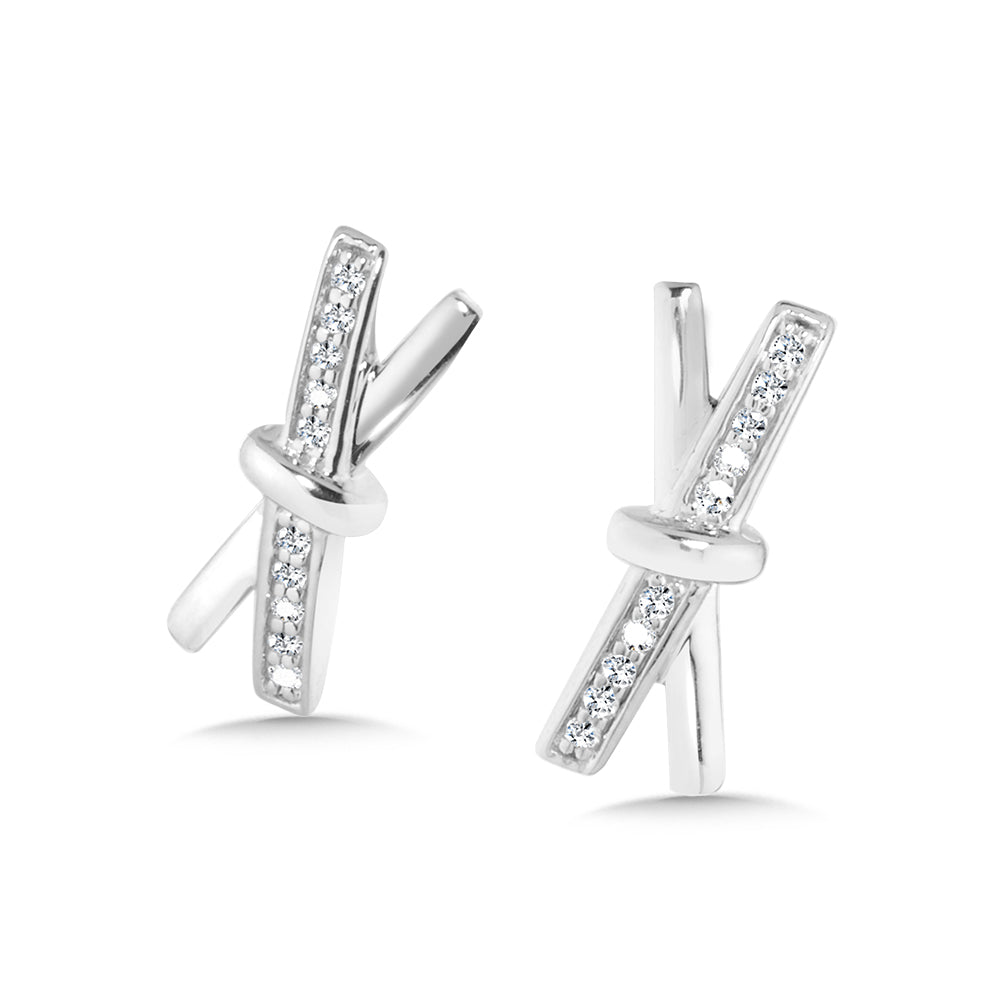 Diamond "X" Studs in Silver