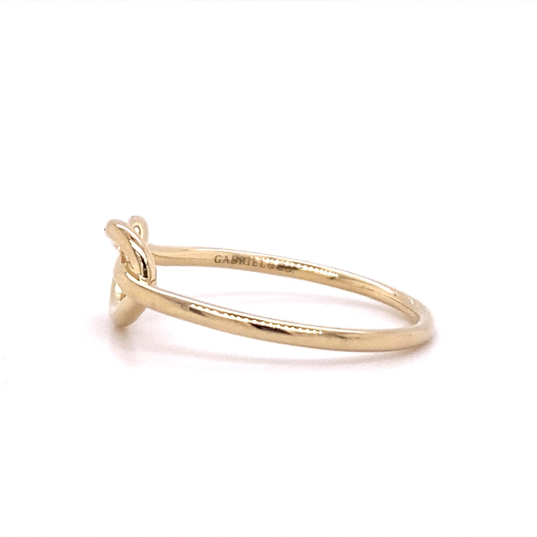 Twisted Heart Pretzel Ring in Yellow Gold by Gabriel & Co.