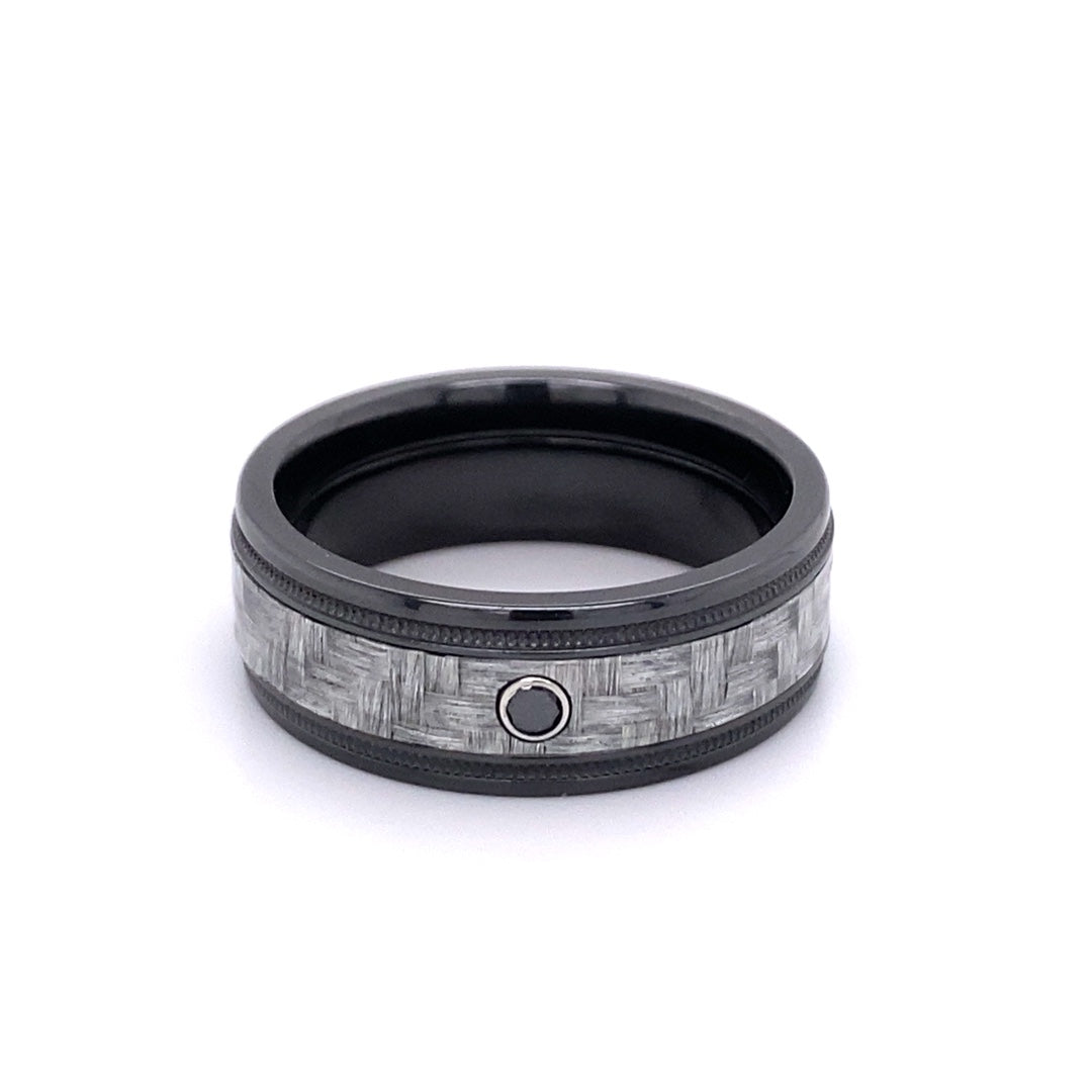 8mm Fancy Wedding Band in Black Zirconium