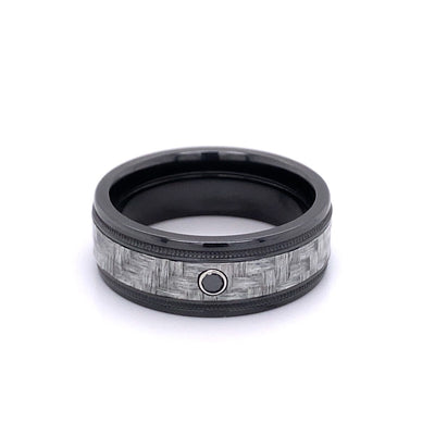 8mm Fancy Wedding Band in Black Zirconium