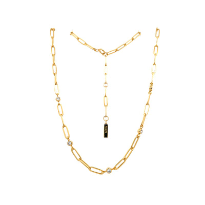 CZ Paperclip Necklace in Silver with Yellow Gold Plating by Ania Haie
