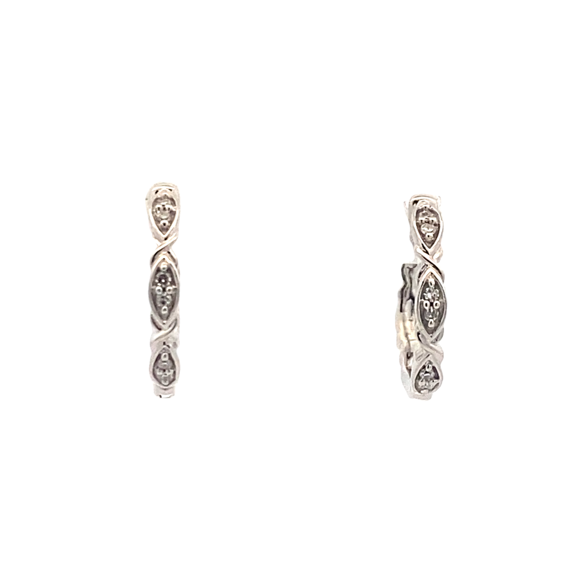 Marquis Diamond Huggies in White Gold