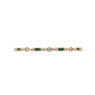 Emerald and Diamond Bangle in Yellow Gold