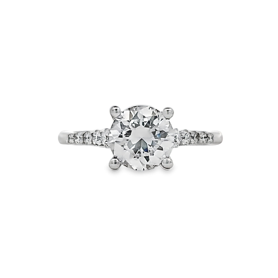 Round Diamond Side Stone Engagement Ring in White Gold by Gabriel & Co.