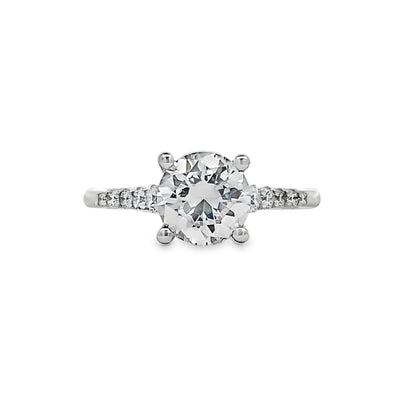 Round Diamond Side Stone Engagement Ring in White Gold by Gabriel & Co.