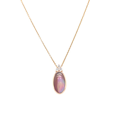 Pink Mother of Pearl and Diamond Drop Pendant in Rose Gold by Kabana