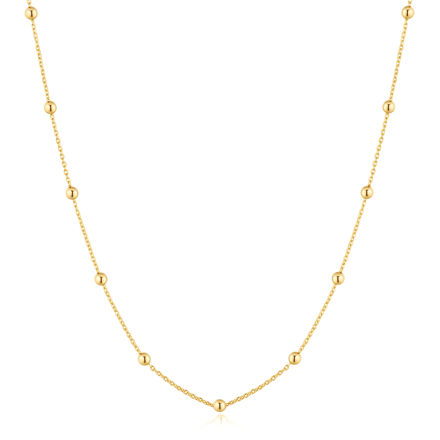 22" Beaded Long Chain in Silver with Gold Plating by Ania Haie