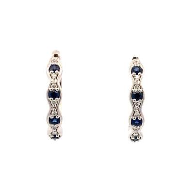 Sapphire and Diamond Hoops in White Goldl by Allison Kaufman