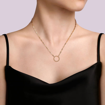 17" Bujukan Circle Necklace in Yellow Gold by Gabriel & Co.