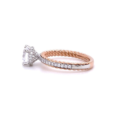 Gabriel & Co. 14 Karat Rose and White Gold Rope Detail Diamond Engagement Ring ER15168R4T44JJ