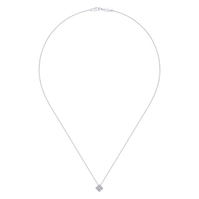 Square Cluster Diamond Pendant in White GOld by Gabriel & Co.