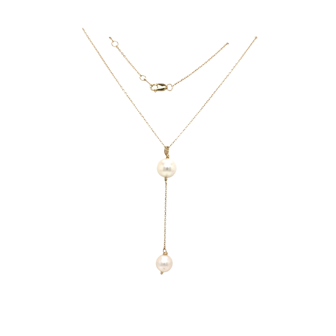Cultured Pearl Y Necklace in Yellow Gold by B&C