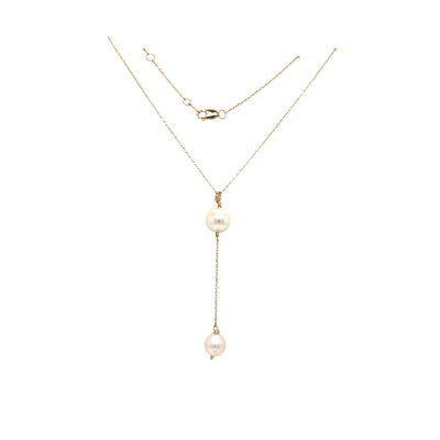 Cultured Pearl Y Necklace in Yellow Gold by B&C