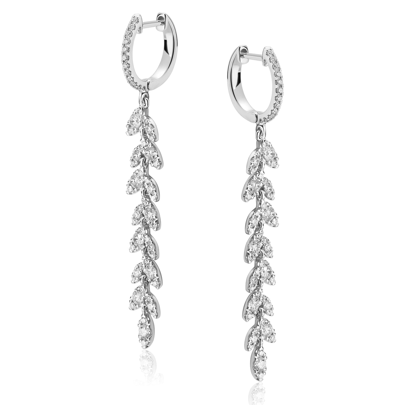 Diamond Drop Earrings in White Gold by Simon G