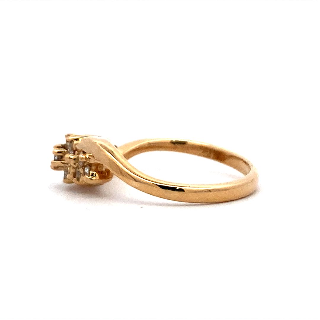Estate 14k Karat Yellow Gold Diamond Cluster Style Ring