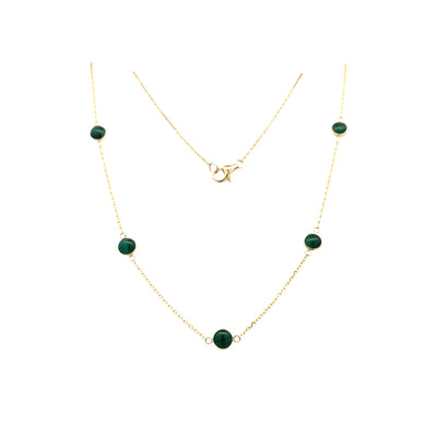 Malachite Station Necklace in Yellow Gold