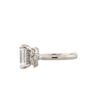Emerald Cut Engagement Ring with Side Stones in White Gold by Gabriel & Co.
