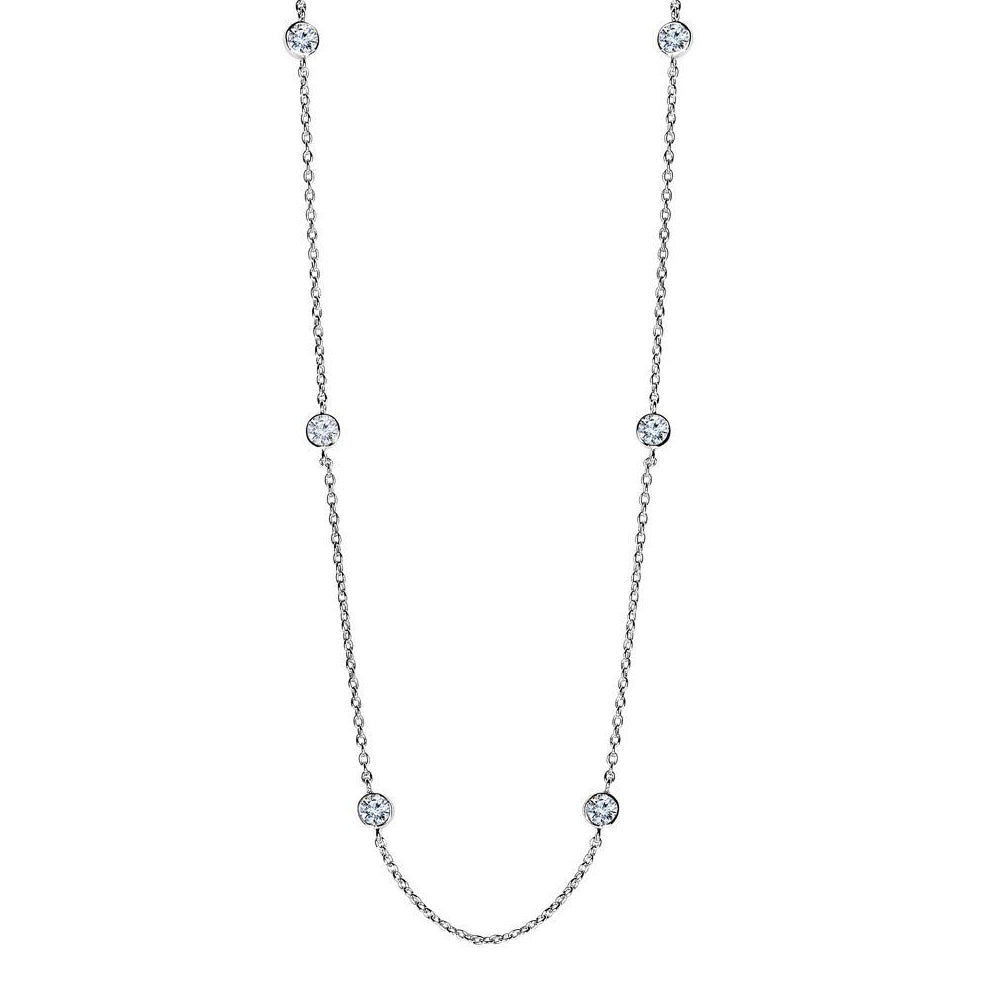 Royal Chain Sterling Silver CZ Station Necklace AGN2046-18