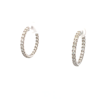14 Karat White Gold Hoop Earrings Diamond Earrings HS180920-14WF