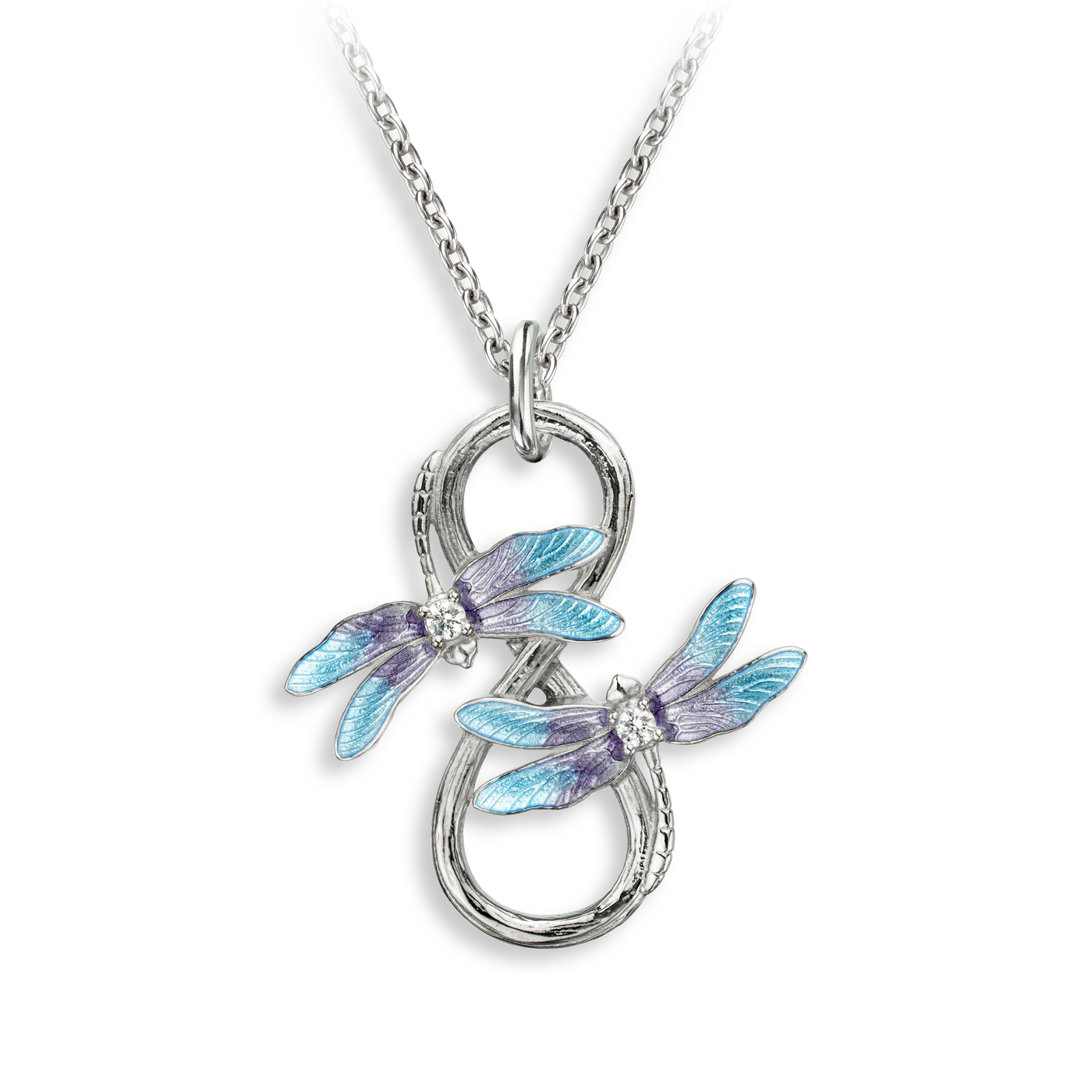 Sterling Silver Dragonfly Enamel Infinity Pendant by Nicole Barr