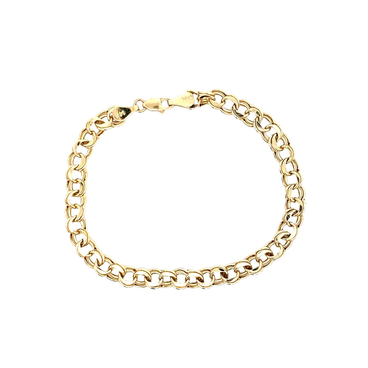 Estate Double Link Charm Bracelet in Yellow Gold