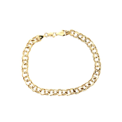 Estate Double Link Charm Bracelet in Yellow Gold