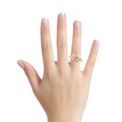 Multi-Shaped Diamond Crossover Ring in Yellow Gold