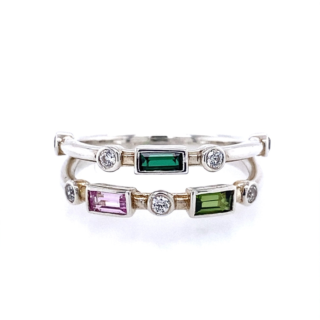 Three Birthstone Family Ring in Silver