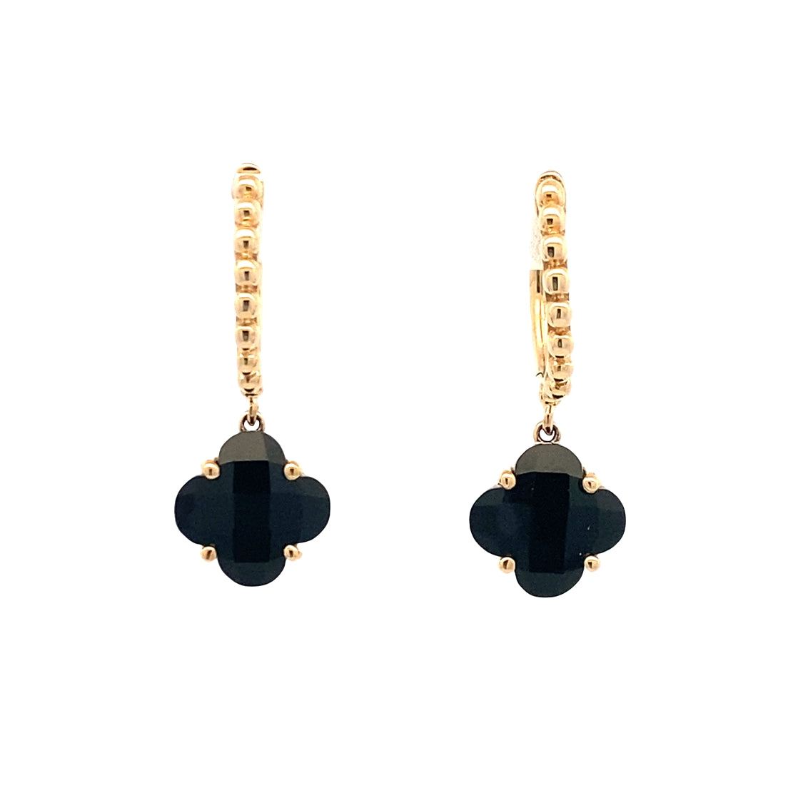 Onyx Drop Earrings in Yellow Gold