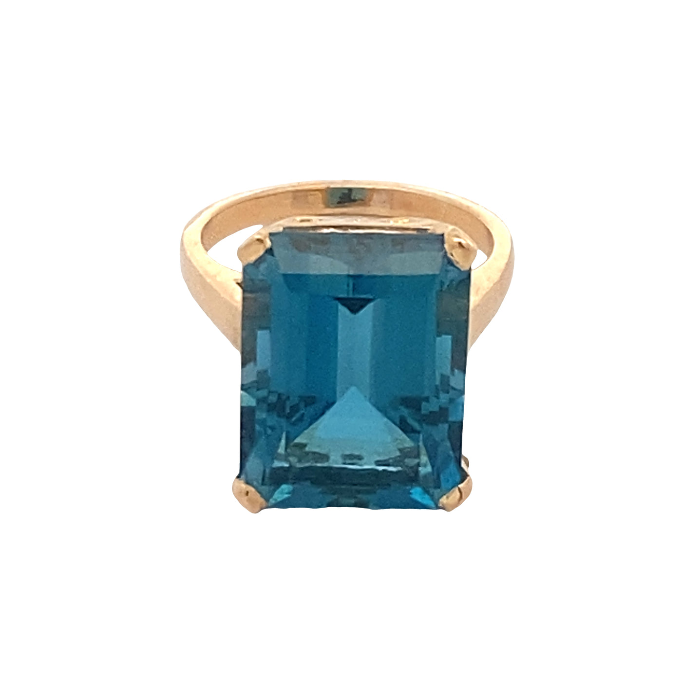 ESTATE Swiss Blue Topaz Ring in Yellow Gold