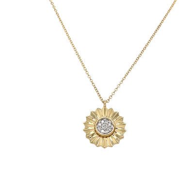 Diamond Floral Burst Pendant in Two-Tone Gold by Gabriel & Co.