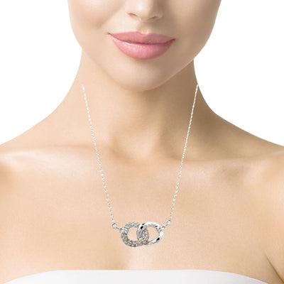 White Sapphire Interlocking Necklace in Silver by Gabriel & Co.