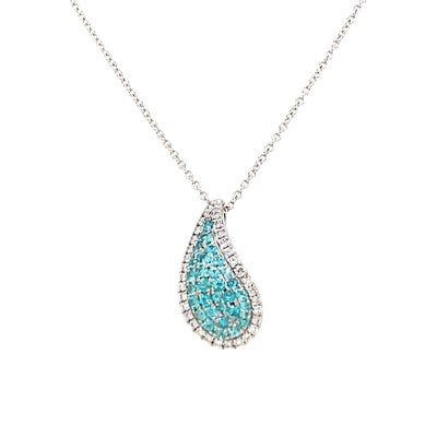 Paraiba Tourmaline and Diamond Pendant in White Gold by Simon G