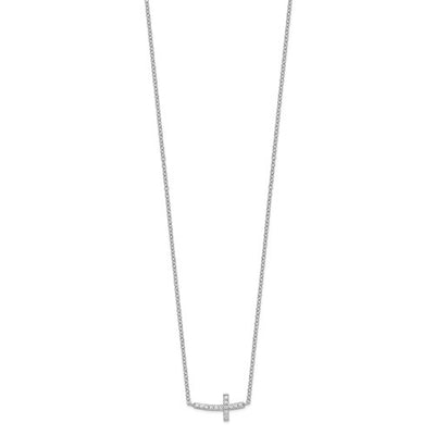 16" CZ Sideways Cross in Silver
